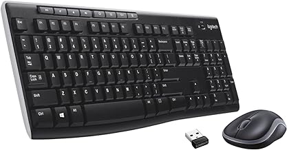 Logitech MK270 Wireless Keyboard And Mouse Combo For Windows, 2.4 GHz Wireless, Compact Mouse, 8 Multimedia And Shortcut Keys, For PC, Laptop - Black