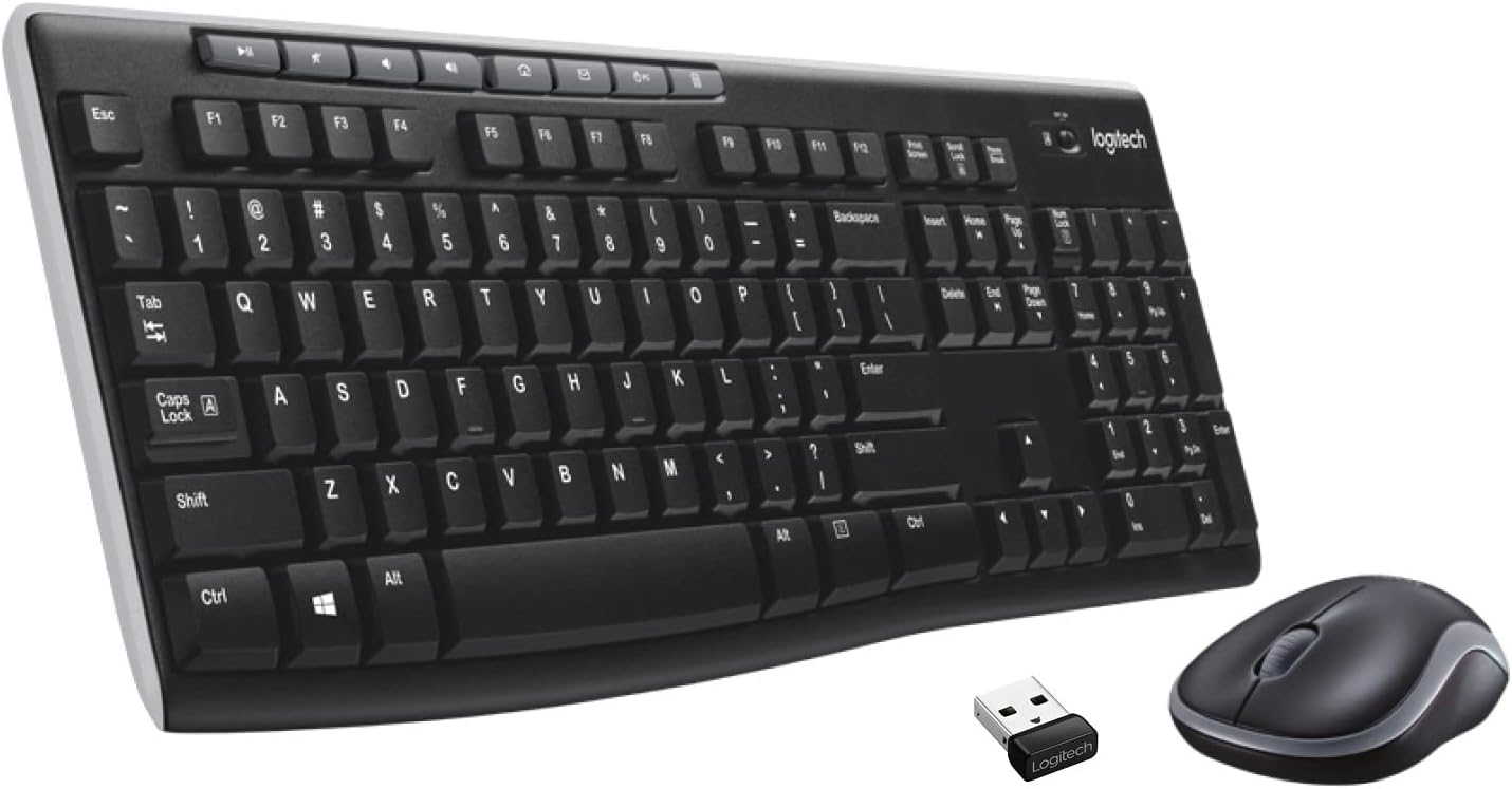 Logitech MK270 Wireless Keyboard And Mouse Combo For Windows, 2.4 GHz Wireless, Compact Mouse, 8 Multimedia And Shortcut Keys, For PC, Laptop - Black-0