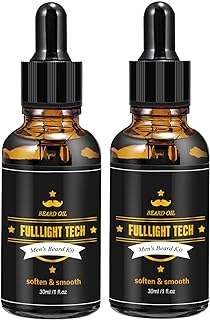 FULLLIGHT TECH 2 Pack Beard Oil for Men Growth 100% Natural Argan Oil,Jojoba Oil Leave in Conditioner Softener for Mustache Grooming Moisturizing