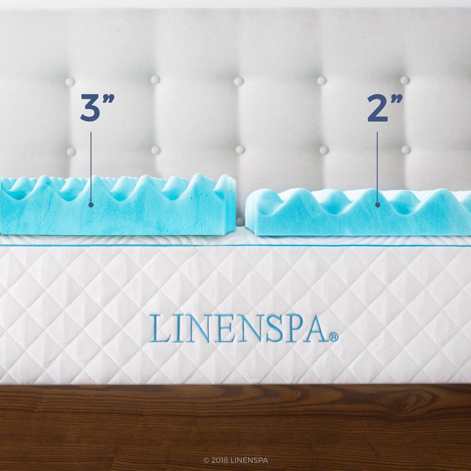 Linenspa 3 Inch Convoluted Gel Swirl Memory Foam Mattress Topper - Promotes Airflow - Relieves Pressure Points - Queen-4