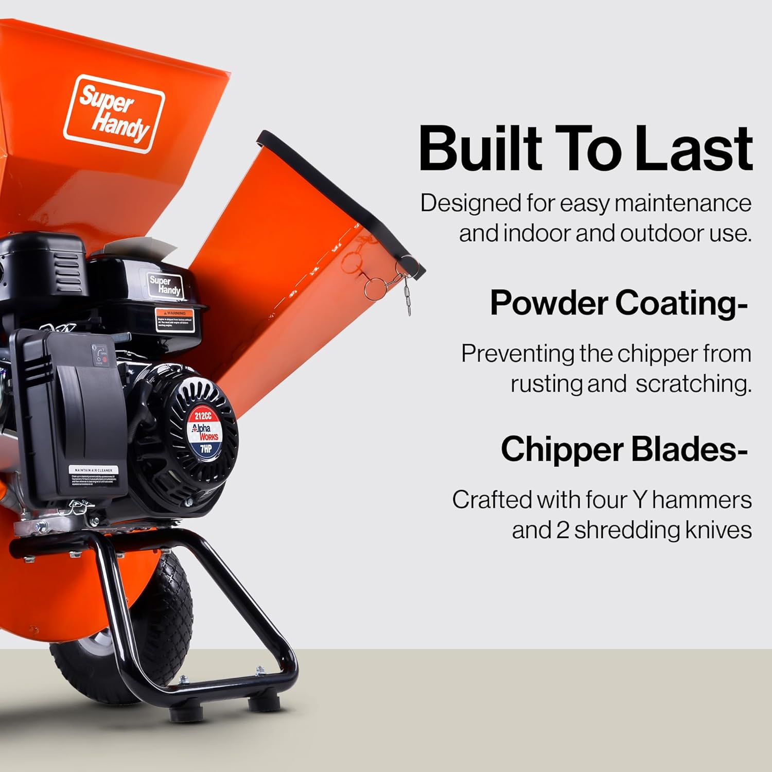 SuperHandy Wood Chipper Shredder Mulcher Ultra Heavy Duty 7HP 3 in 1 Multi-Function 3" Inch Max Capacity-6