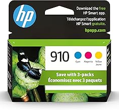 HP 910 Cyan, Magenta, Yellow Ink Cartridges | Works with HP OfficeJet 8010, 8020 Series, HP OfficeJet Pro 8020, 8030 Series | Eligible for Instant Ink | 3YN97AN, 3 Count (Pack of 1)