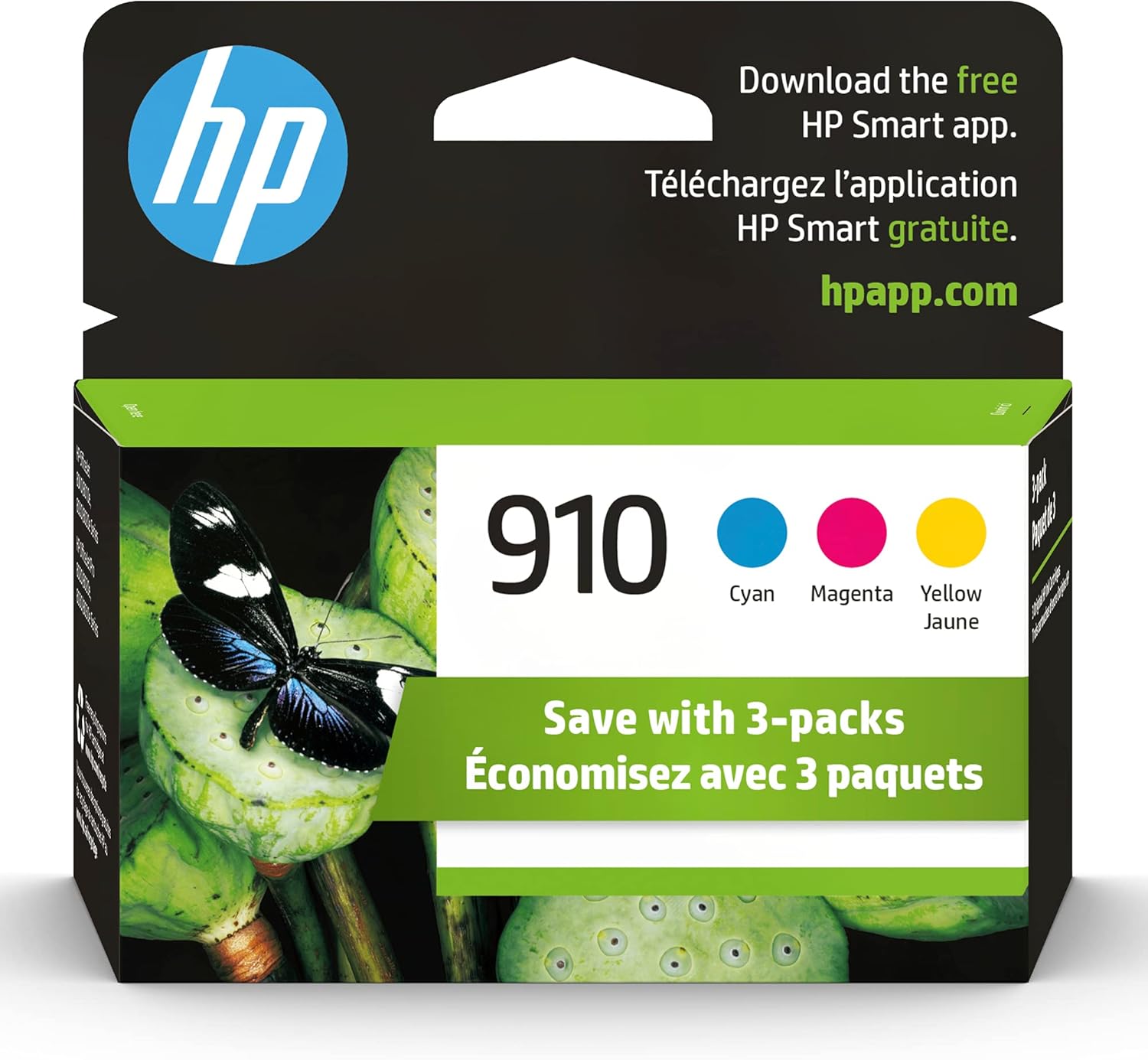 HP 910 Cyan, Magenta, Yellow Ink Cartridges | Works with HP OfficeJet 8010, 8020 Series, HP OfficeJet Pro 8020, 8030 Series | Eligible for Instant Ink | 3YN97AN, 3 Count (Pack of 1)-0