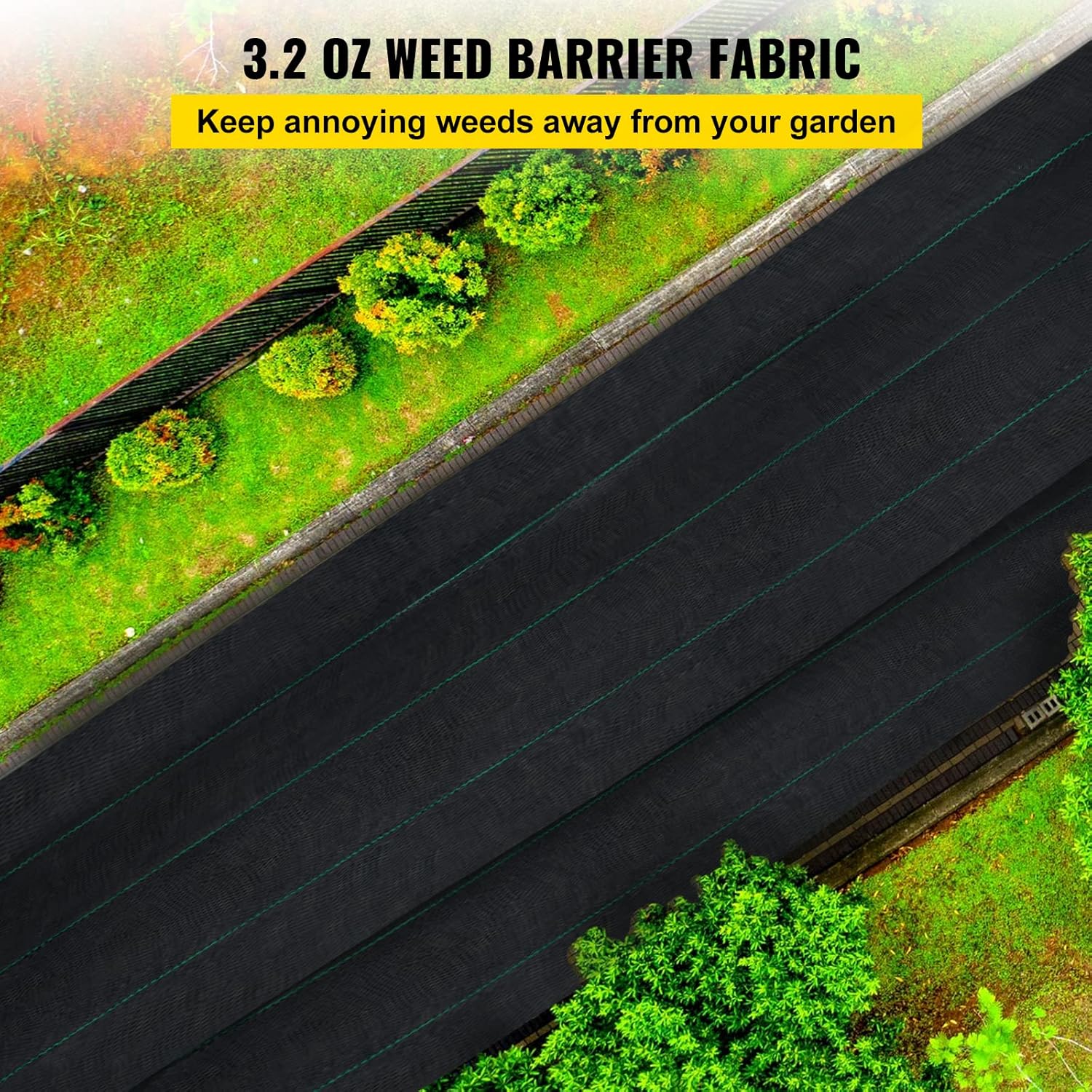 Happybuy 6.5FTx330FT Premium Weed Barrier Landscape Fabric Heavy Duty 3.2OZ, Woven Weed Control Gardening Mat, High Permeability Good for Flower Bed, Geotextile Fabric, Driveway Fabric, Ground Cover-1