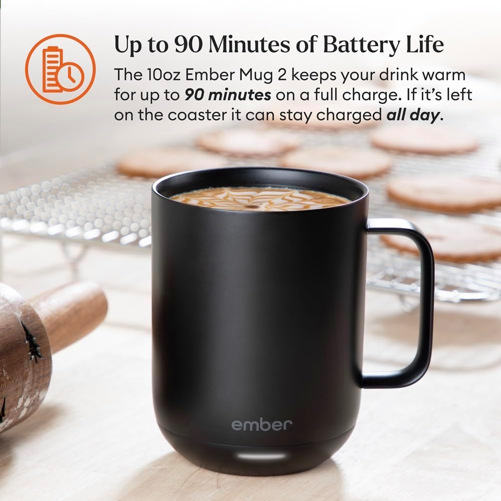 Ember Temperature Control Smart Mug 2, 10 Oz, App-Controlled Heated Coffee Mug with 80 Min Battery Life and Improved Design, Black-2