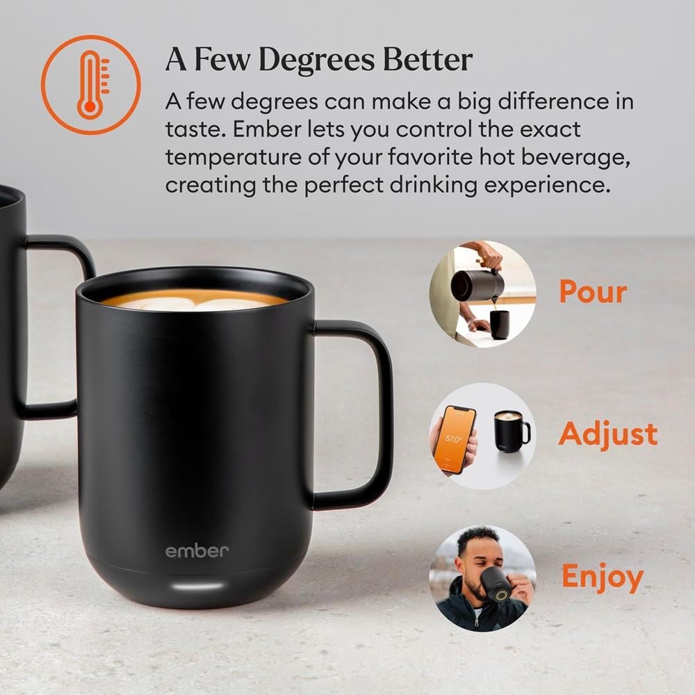 Ember Temperature Control Smart Mug 2, 10 Oz, App-Controlled Heated Coffee Mug with 80 Min Battery Life and Improved Design, Black-4