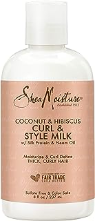 SheaMoisture Fair Trade Sulfate Free Coconut Hibiscus Curl & Style Milk with Silk Protein & Neem Oil For Thick, Defined, Curly Hair 8 oz