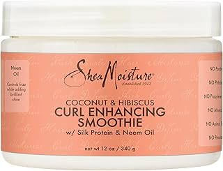 SheaMoisture Smoothie Curl Enhancing Cream Coconut and Hibiscus for Thick, Curly Hair Sulfate Free and Paraben Free 12 oz