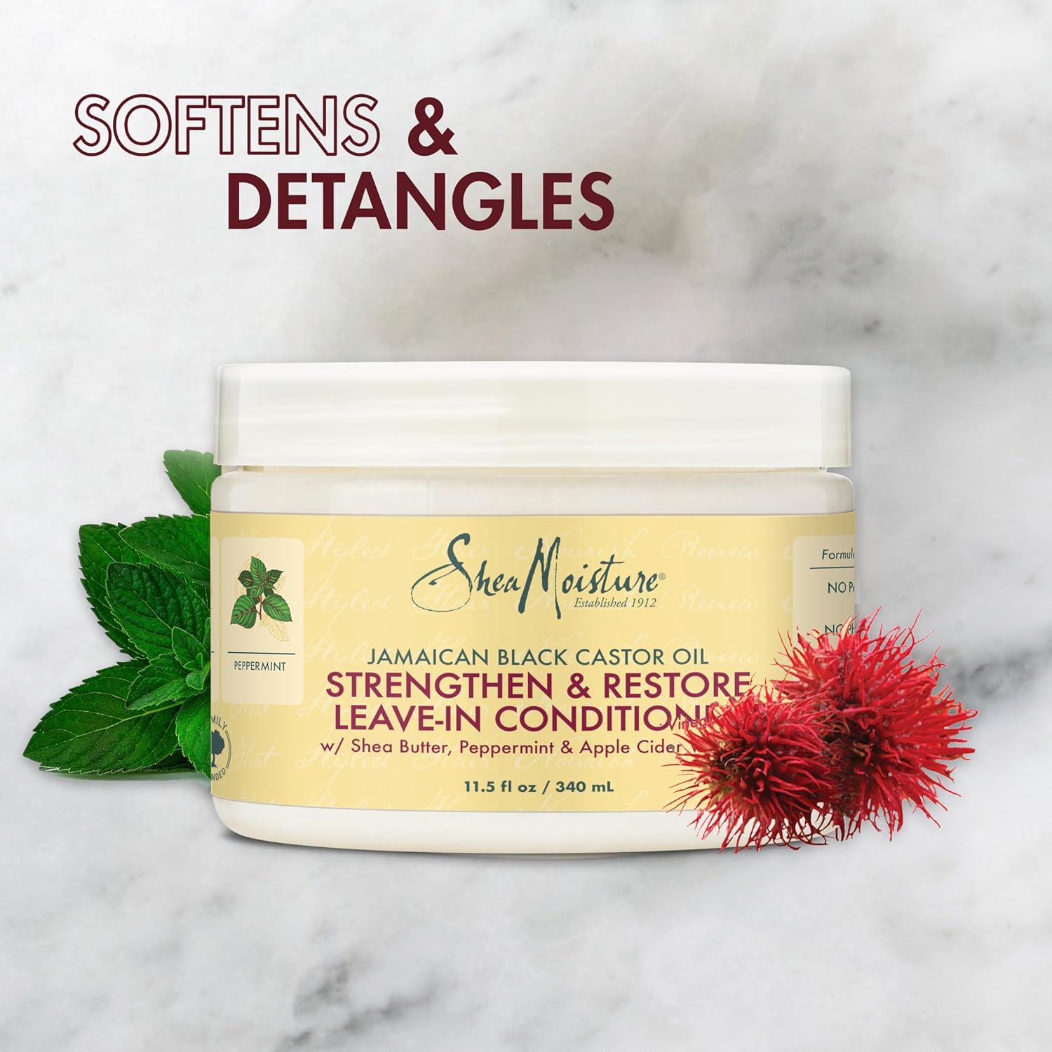 SheaMoisture 100% Pure Jamaican Black Castor Oil Leave In Conditioner For Damaged Hair and To Soften Detangle Hair 11.5oz-2