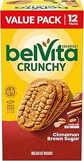 belVita Cinnamon Brown Sugar Breakfast Biscuits, Value Pack, 12 Packs (4 Biscuits Per Pack)