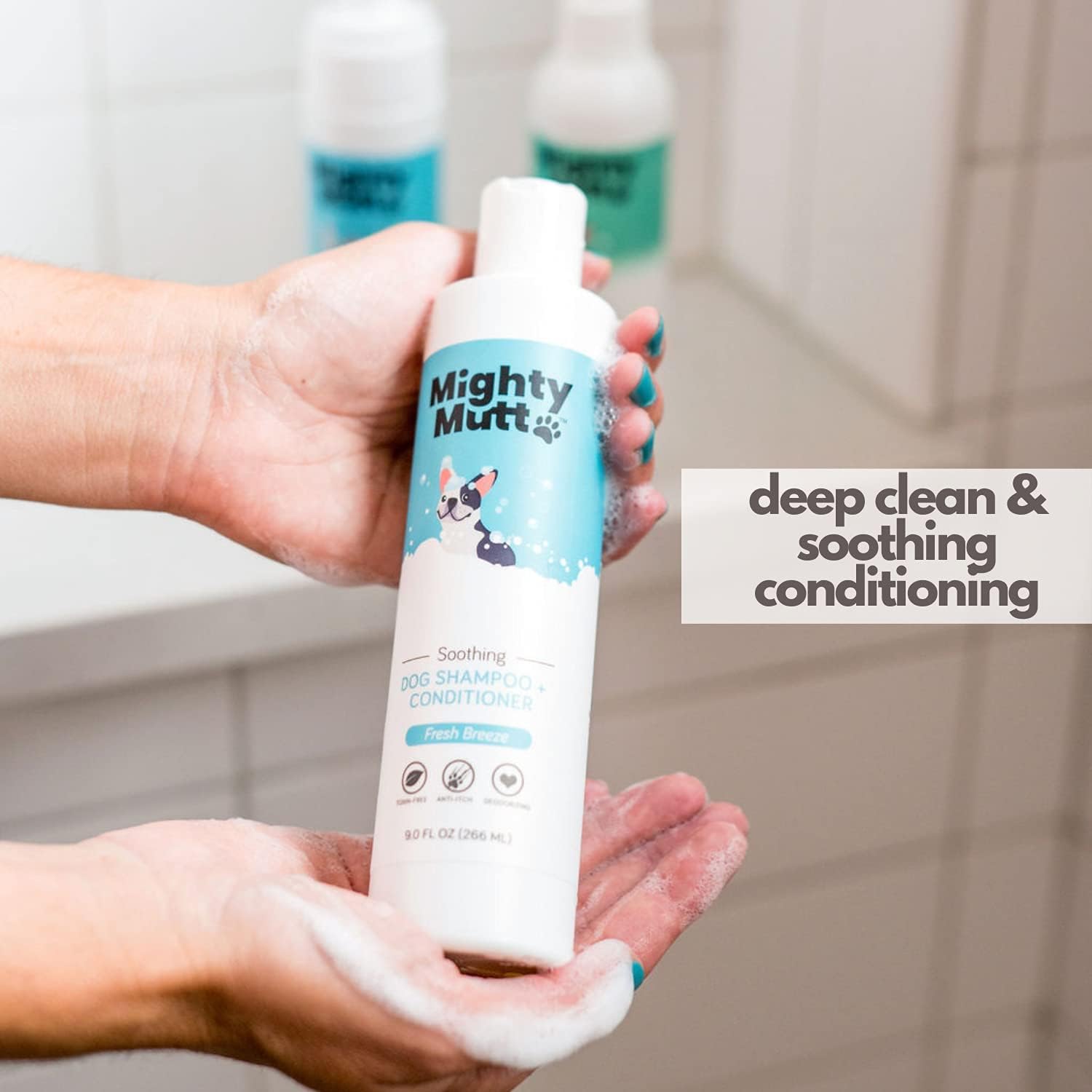 Mighty Mutt Soothing Dog Shampoo and Conditioner – Pet Friendly | Deodorizes Smelly Dogs | Detangles | Natural, Hypoallergenic & Anti-Itch Dog Shampoo Sensitive Skin – Fresh Breeze | 9 fl oz-3