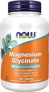 NOW Foods Supplements, Magnesium Glycinate 100 mg, Highly Absorbable Form, 180 Tablets