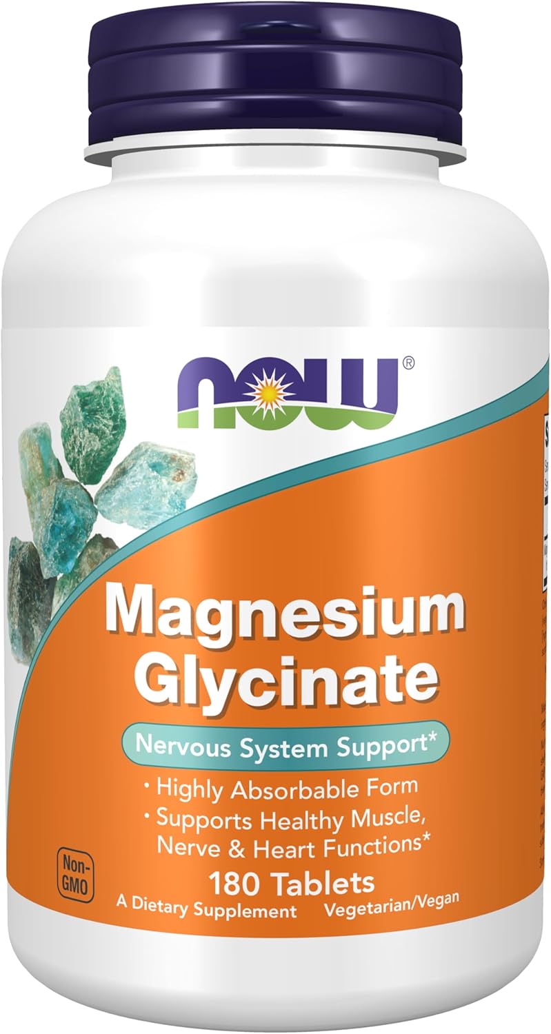 NOW Foods Supplements, Magnesium Glycinate 100 mg, Highly Absorbable Form, 180 Tablets-0