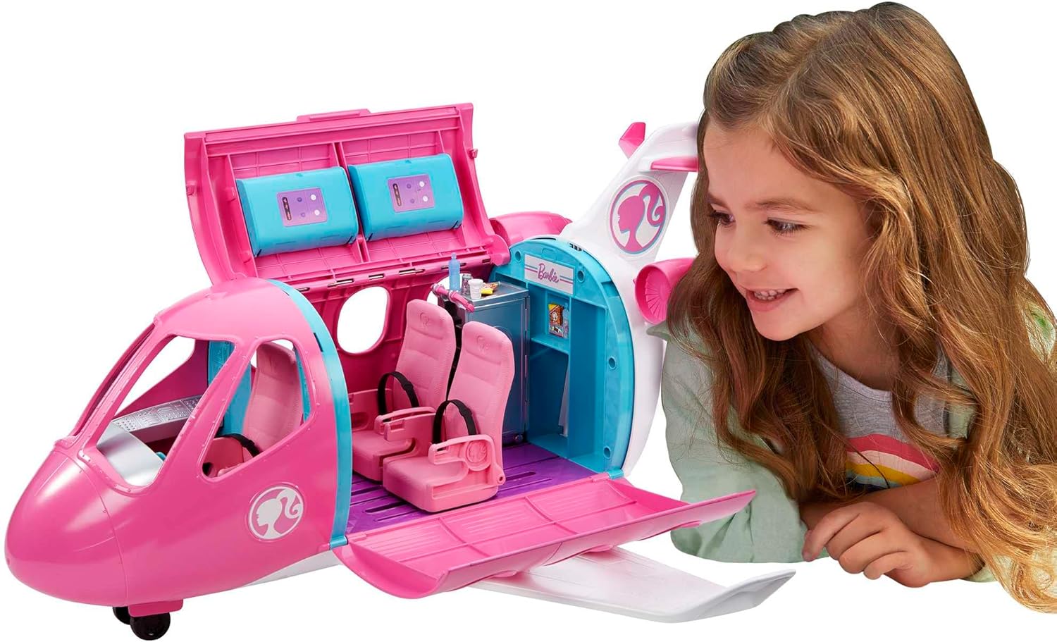 Barbie Toy Airplane Playset, Dreamplane with 15+ Doll-Sized Accessories Including Puppy, Snack Cart, Reclining Seats & More (Amazon Exclusive)-0