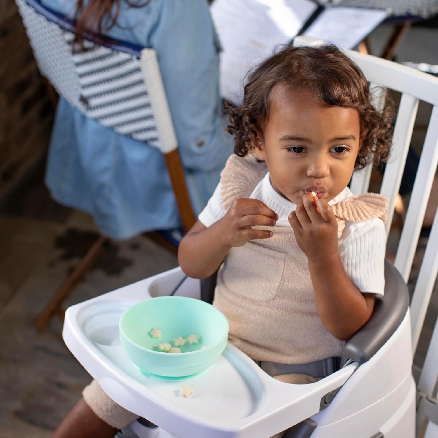 Ingenuity Baby Base 2-in-1 Booster Feeding and Floor Seat with Self-Storing Tray - Slate-15