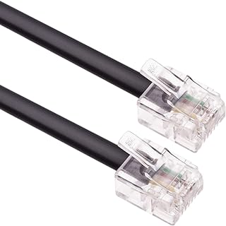 Keple RJ11 Cable ADSL 16.4ft Extension Lead Phone Cord Telephone Plug High Speed Internet Broadband Male to Male Router and RJ11 Phone Socket // Landline Wire (Black)