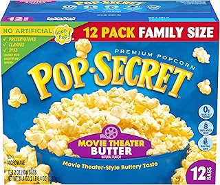 Pop Secret Microwave Popcorn, Movie Theater Butter, Flavor, 3 Oz Sharing Bags, 12 Ct