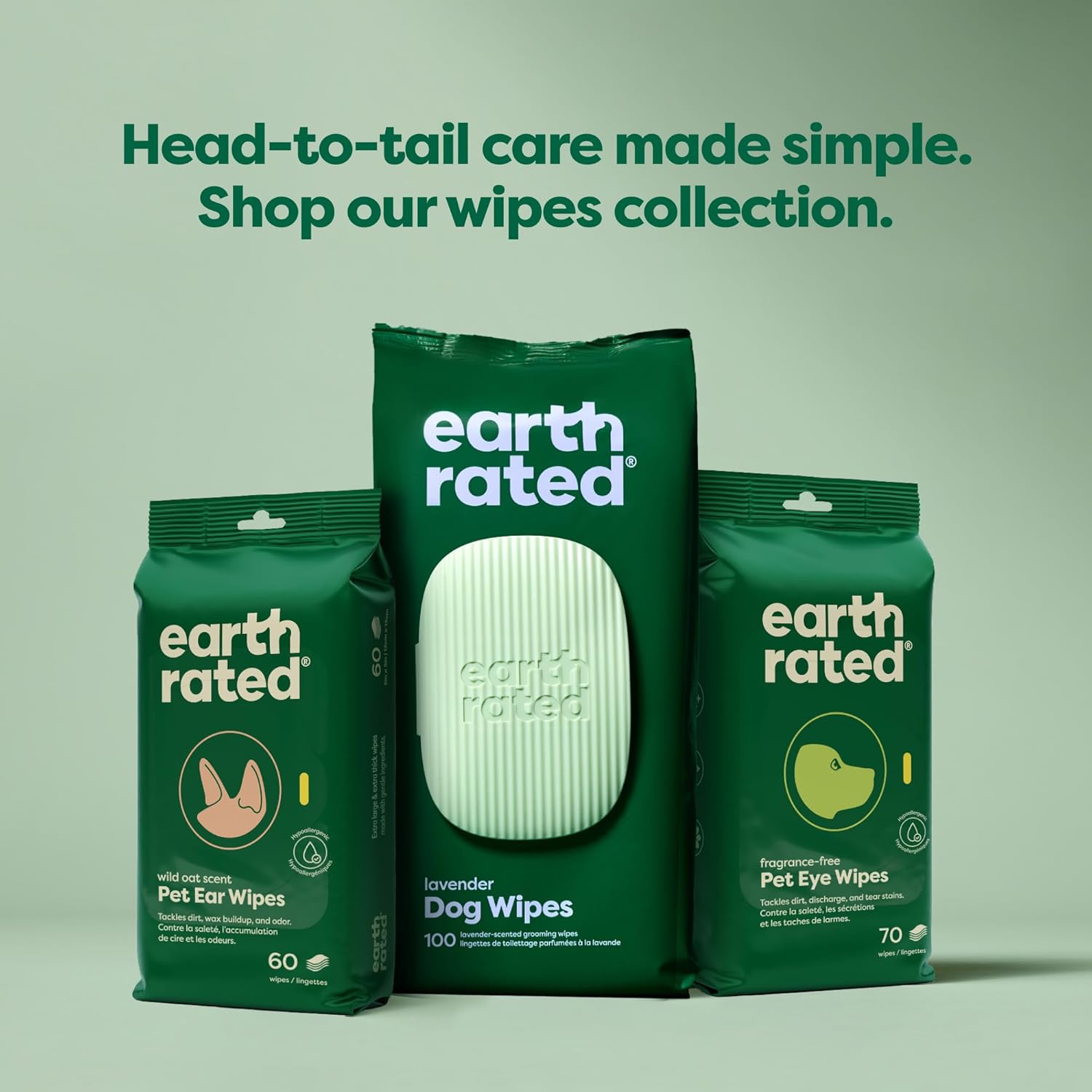 Earth Rated Textured Pet Wipes for Dogs & Cats, Cleaning and Odor-Controlling Grooming Wipes for Paws, Body, and Butt, Unscented, 100 Count-8