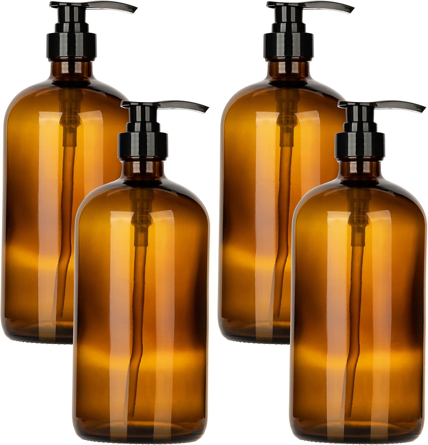 34 Ounce Glass Pump Dispenser Bottle, Large Amber Container with Pump for Shower and Bath Shampoo Soap Conditioner Lotion - 1 Liter - by Kitchentoolz-0