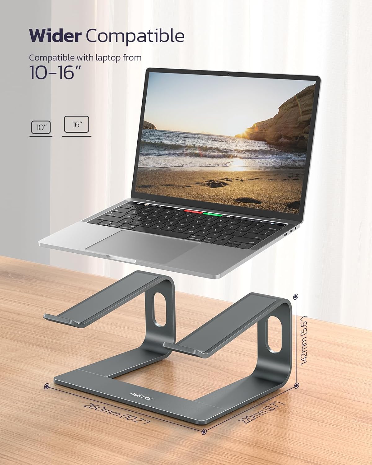 Nulaxy Laptop Stand, Detachable Ergonomic Laptop Mount Computer Stand for Desk, Aluminum Laptop Riser Notebook Stand Compatible with MacBook, Dell XPS, All 10-16" Laptops - Gray-4