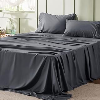 Bedsure Queen Sheets Grey - Soft Sheets for Queen Size Bed, 4 Pieces Hotel Luxury Queen Sheet Set, Easy Care Polyester Microfiber Cooling Bed Sheet Set