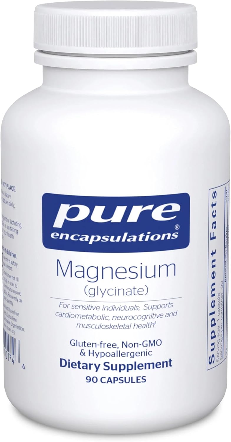 Pure Encapsulations Magnesium (Glycinate) - Supplement to Support Stress Relief, Sleep, Heart Health, Nerves, Muscles, and Metabolism* - with Magnesium Glycinate - 90 Capsules-0