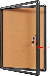 Swansea Enclose Bulletin Board Case School Cork Noticeboards Cabinet with Locking Door and Keys,38x28 inch (9xA4)