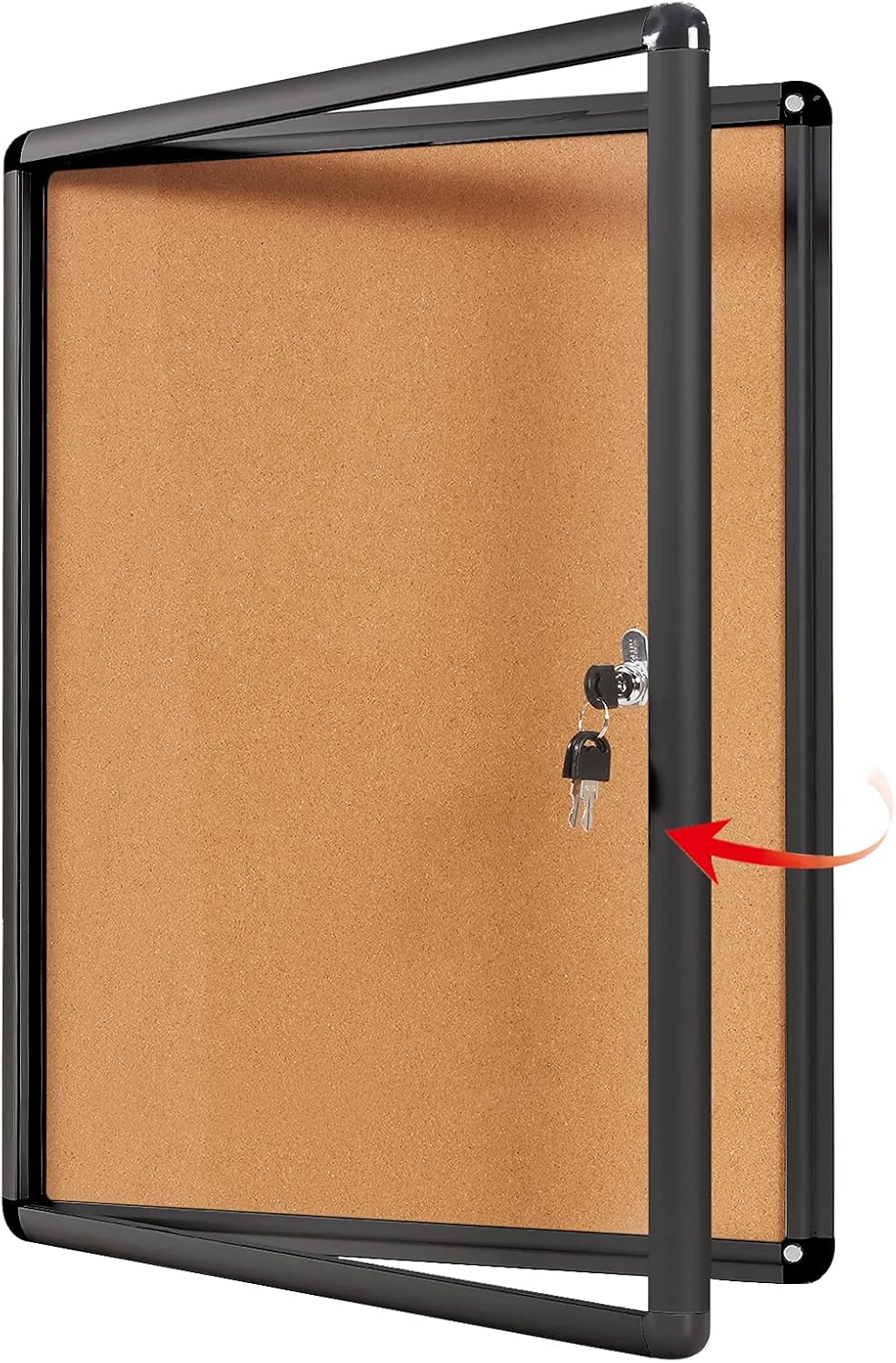 Swansea Enclose Bulletin Board Case School Cork Noticeboards Cabinet with Locking Door and Keys,38x28 inch (9xA4)-0