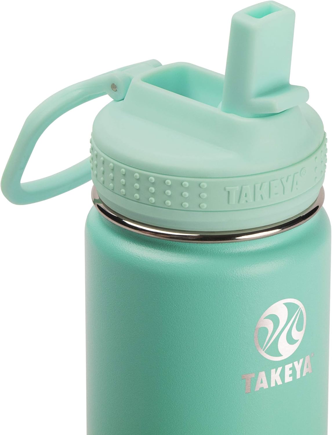 Takeya Actives Kids 14 oz Vacuum Insulated Stainless Steel Water Bottle with Straw Lid, Seafoam-1