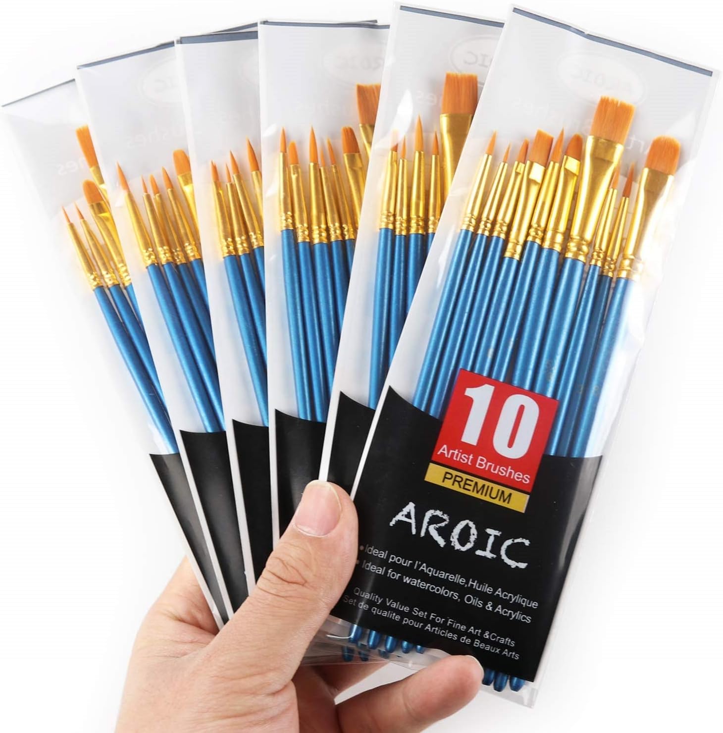 Acrylic Paint Brush Set, 6 Packs / 60 pcs Nylon Hair Brushes for All Purpose Oil Watercolor Painting Artist Professional Kits-3