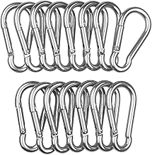 ASelected 15 Pack Spring Snap Hook Carabiner Stainless Steel 304 Screw Lock Silver Quick Link Clip Keychain for Camping, Hiking, Outdoor and Gym, Small M6 Carabiners for Dog Leash & Harness, Sliver