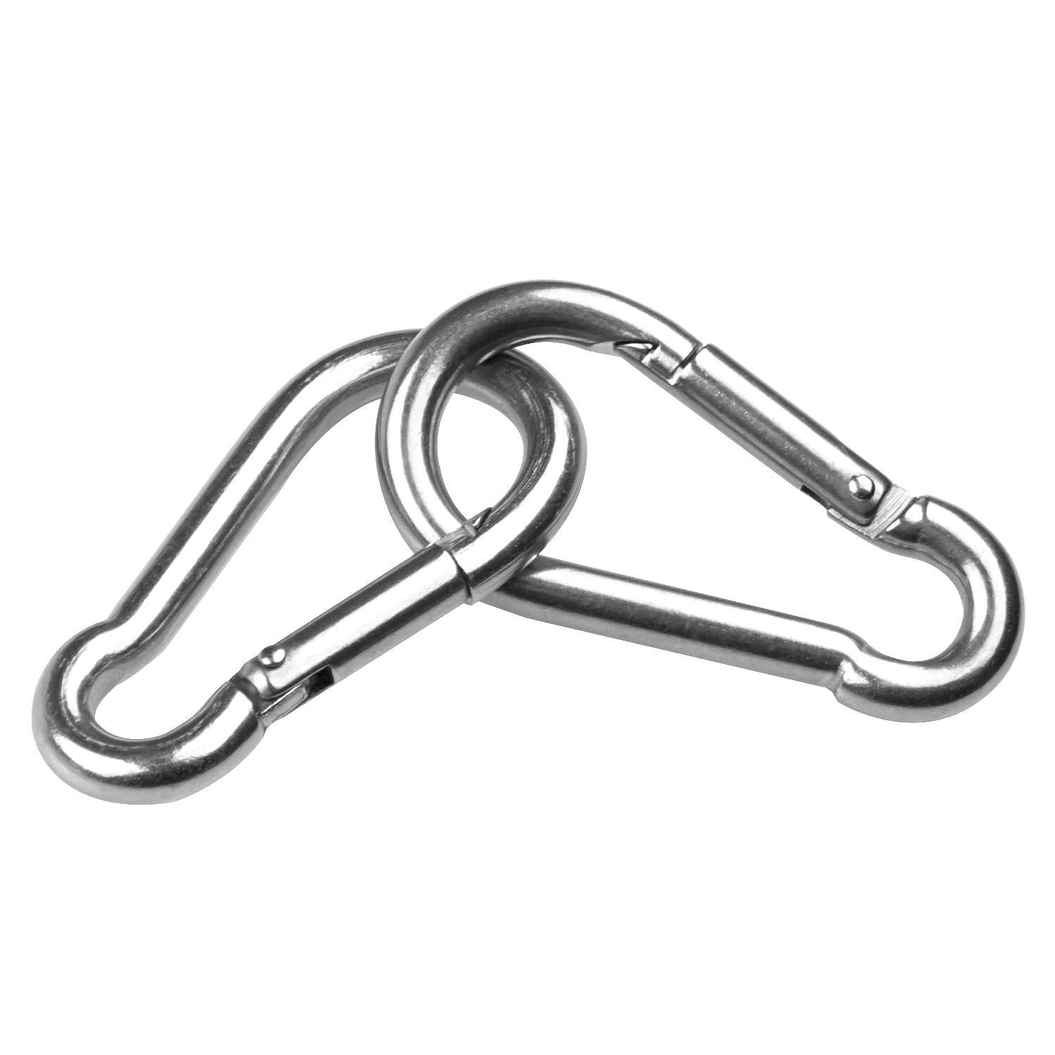 ASelected 15 Pack Spring Snap Hook Carabiner Stainless Steel 304 Screw Lock Silver Quick Link Clip Keychain for Camping, Hiking, Outdoor and Gym, Small M6 Carabiners for Dog Leash & Harness, Sliver-2