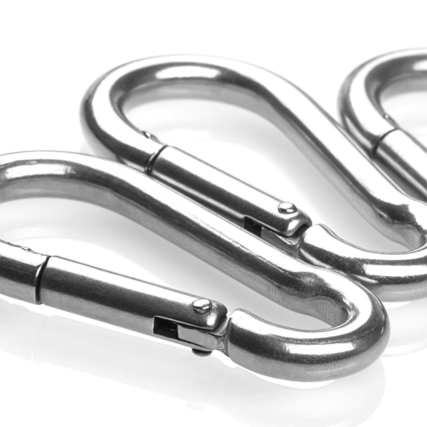 ASelected 15 Pack Spring Snap Hook Carabiner Stainless Steel 304 Screw Lock Silver Quick Link Clip Keychain for Camping, Hiking, Outdoor and Gym, Small M6 Carabiners for Dog Leash & Harness, Sliver-3