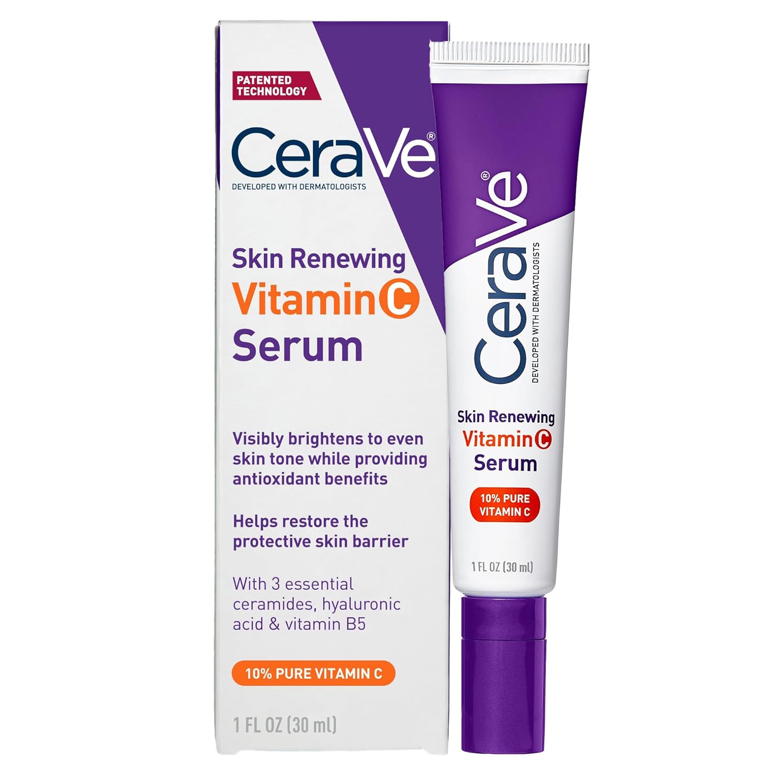 CeraVe Vitamin C Serum with Hyaluronic Acid | Skin Brightening Serum for Face with 10% Pure Vitamin C | Fragrance Free | 1 Fl. Oz-0