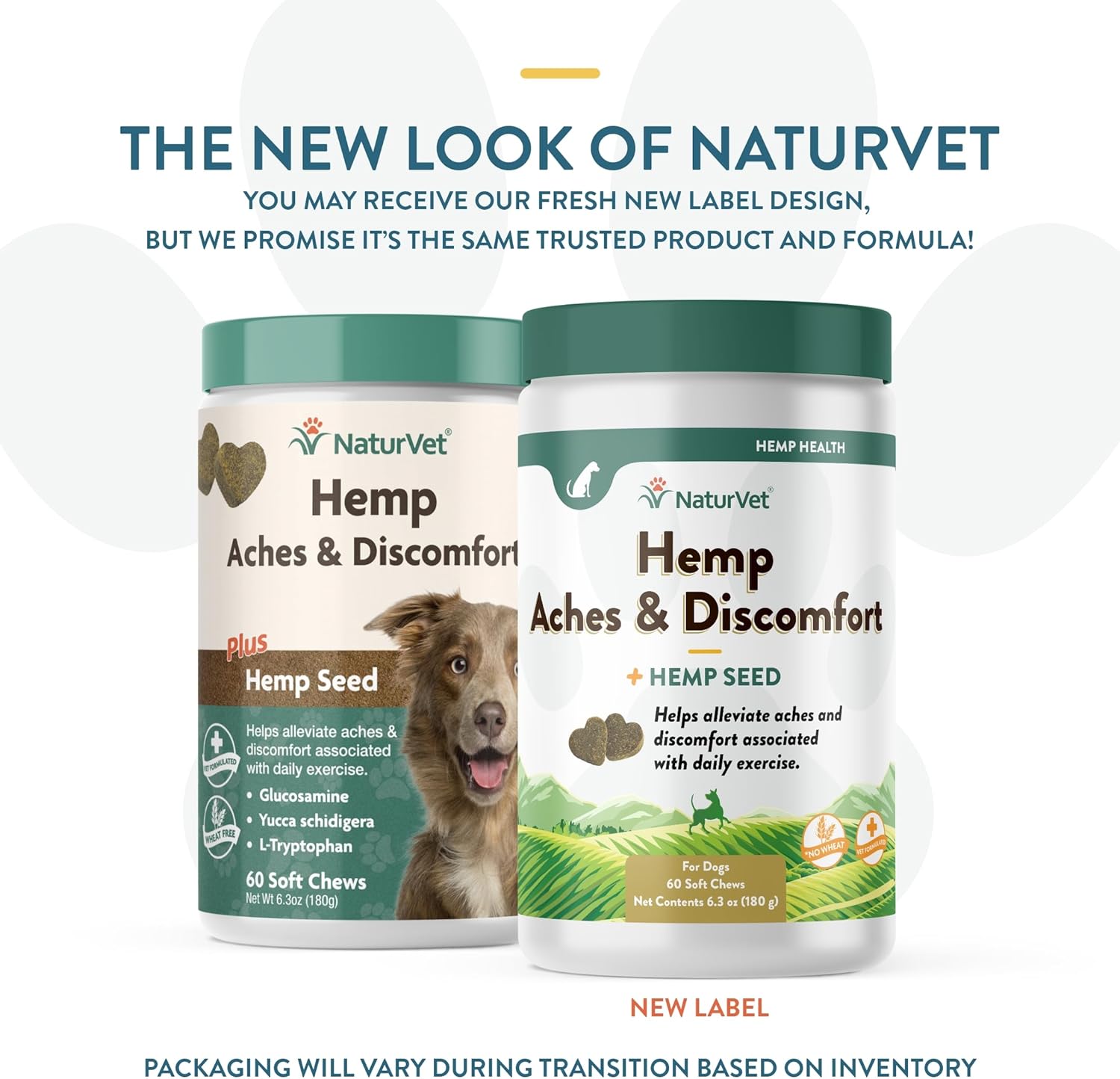 NaturVet Hemp Aches & Discomfort Plus Hemp Seed for Dogs, 60 ct Soft Chews, Made in The USA-1