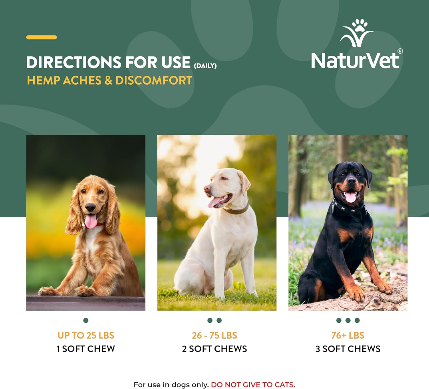 NaturVet Hemp Aches & Discomfort Plus Hemp Seed for Dogs, 60 ct Soft Chews, Made in The USA-6