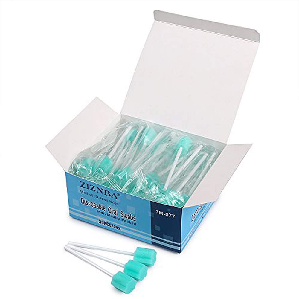 Disposable Mouth Swabs Sponge - Unflavored & Sterile Oral Swabs Dental Swabsticks for Mouth Cleaning (50PCS）-0