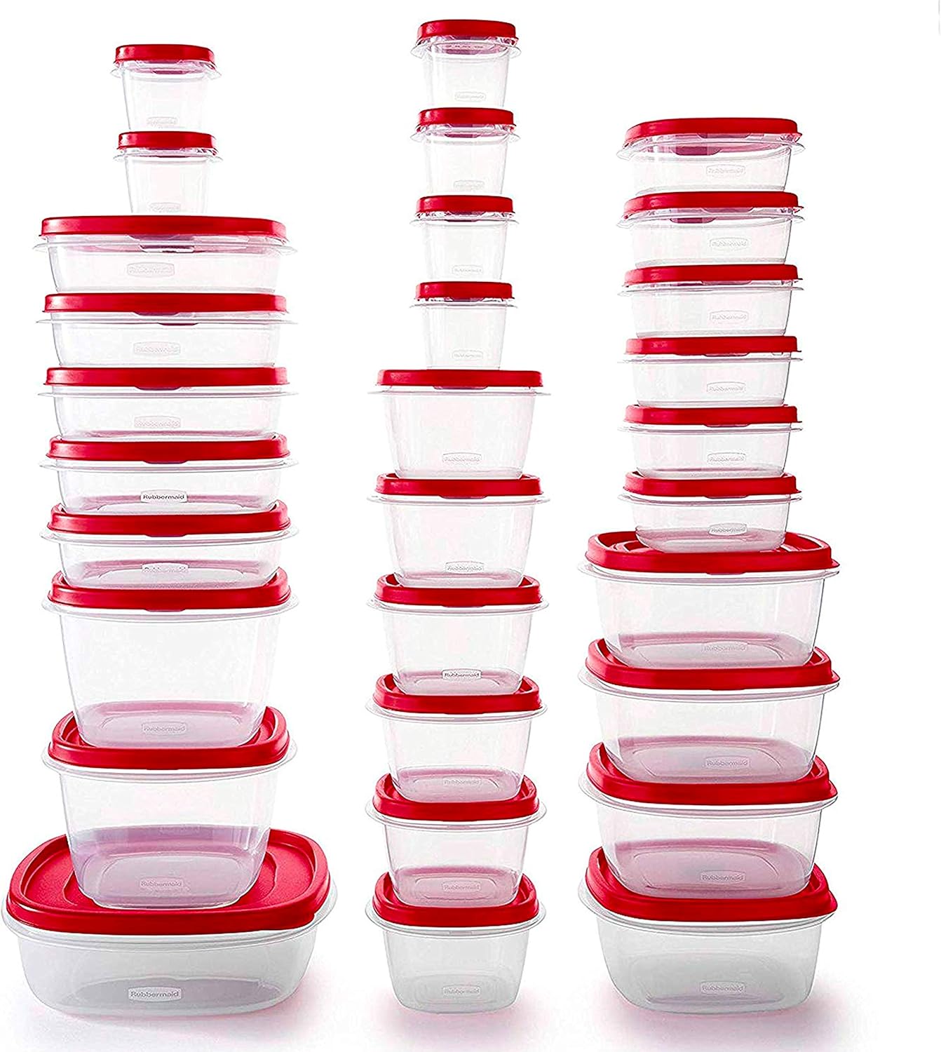 Rubbermaid 60-Piece Food Storage Containers with Lids, Microwave and Dishwasher Safe, Red Color, Ideal for Meal Prep and Pantry Storage-0