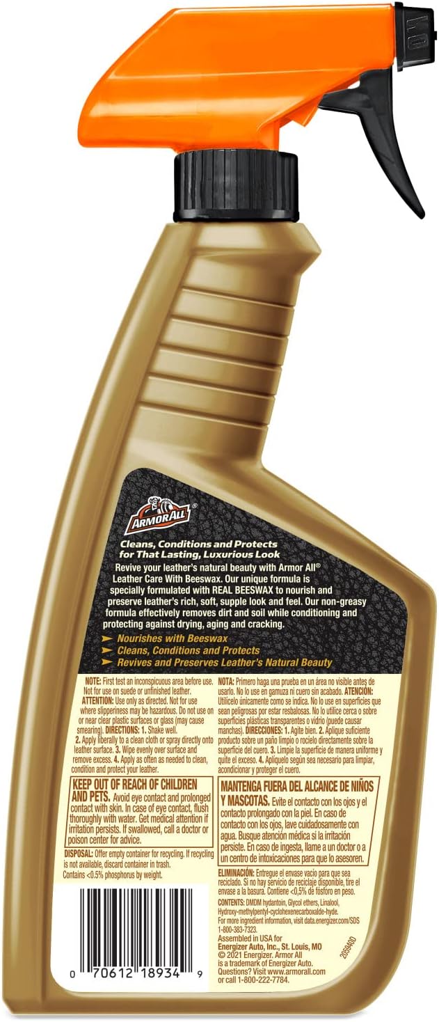 Armor All Car Leather Cleaner Spray, Beeswax Leather Care Spray for Cars, Trucks, Motorcycles, 16 Oz Each-5