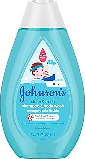 Johnson's Baby Clean Fresh TearFree Children's Shampoo Body Wash Paraben Sulfate DyeFree Formula is Hypoallergenic Gentle on Toddler's Sensitive Skin FreshBoost Fragrance, Sulfate-free, 13.6 Fl Oz