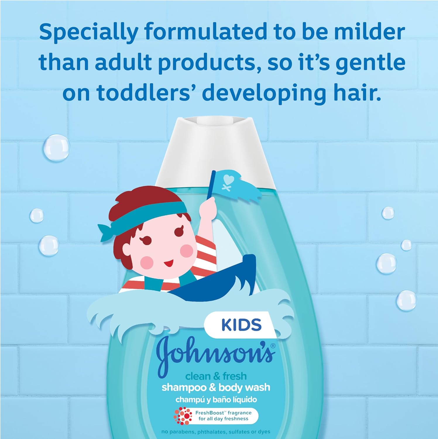 Johnson's Baby Clean Fresh TearFree Children's Shampoo Body Wash Paraben Sulfate DyeFree Formula is Hypoallergenic Gentle on Toddler's Sensitive Skin FreshBoost Fragrance, Sulfate-free, 13.6 Fl Oz-1