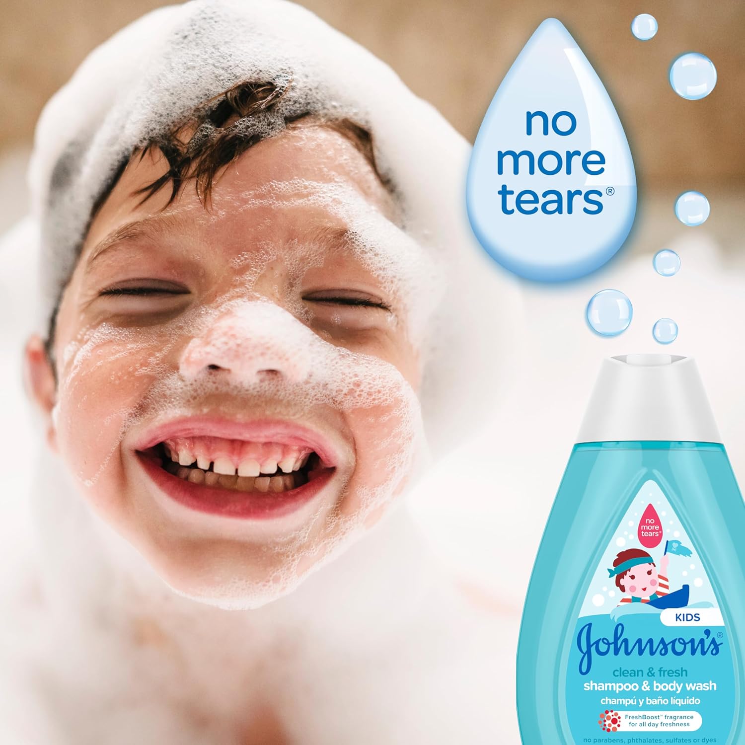 Johnson's Baby Clean Fresh TearFree Children's Shampoo Body Wash Paraben Sulfate DyeFree Formula is Hypoallergenic Gentle on Toddler's Sensitive Skin FreshBoost Fragrance, Sulfate-free, 13.6 Fl Oz-2