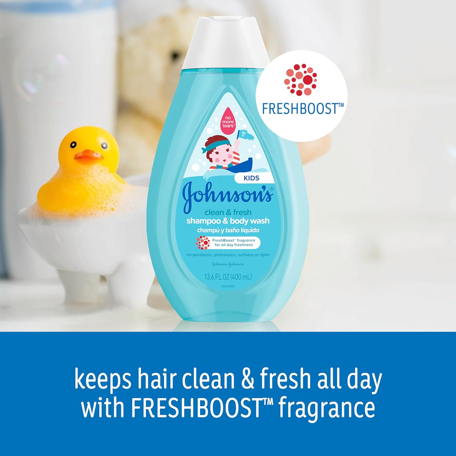 Johnson's Baby Clean Fresh TearFree Children's Shampoo Body Wash Paraben Sulfate DyeFree Formula is Hypoallergenic Gentle on Toddler's Sensitive Skin FreshBoost Fragrance, Sulfate-free, 13.6 Fl Oz-3