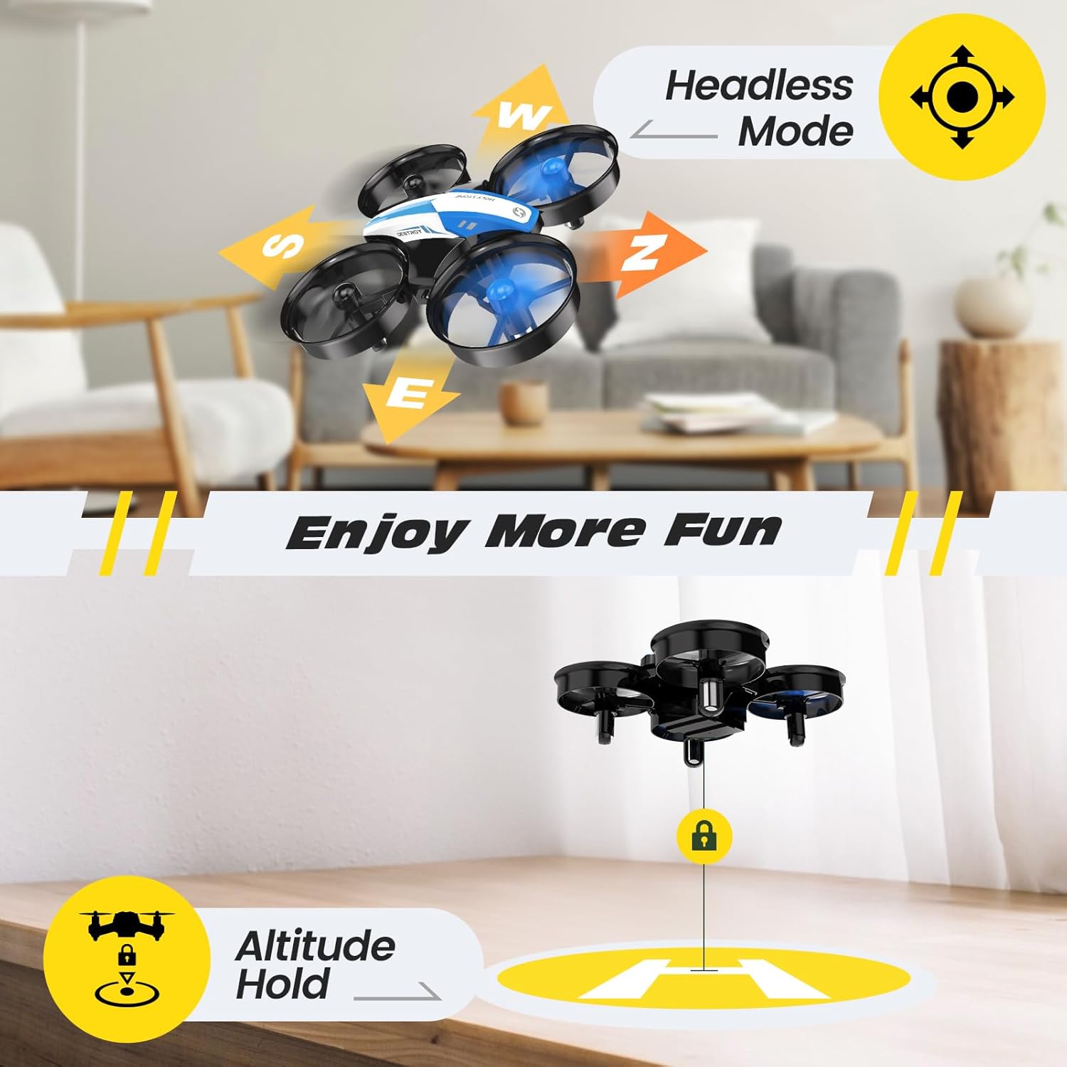 Holy Stone Mini Drone for Kids and Beginners RC Nano Quadcopter Indoor Small Helicopter Plane with Auto Hovering, 3D Flips, Headless Mode and 3 Batteries, Great Gift Toy for Boys and Girls, Blue-5