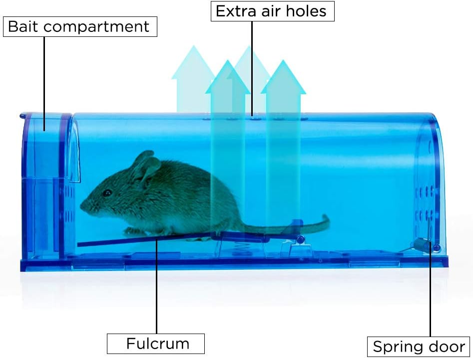 Humane Mouse Trap | Catch and Release Mouse Traps That Work | Mice Trap No Kill for mice/Rodent Pet Safe (Dog/Cat) Best Indoor/Outdoor Mousetrap Catcher Non Killer Small Capture Cage (Blue)-2