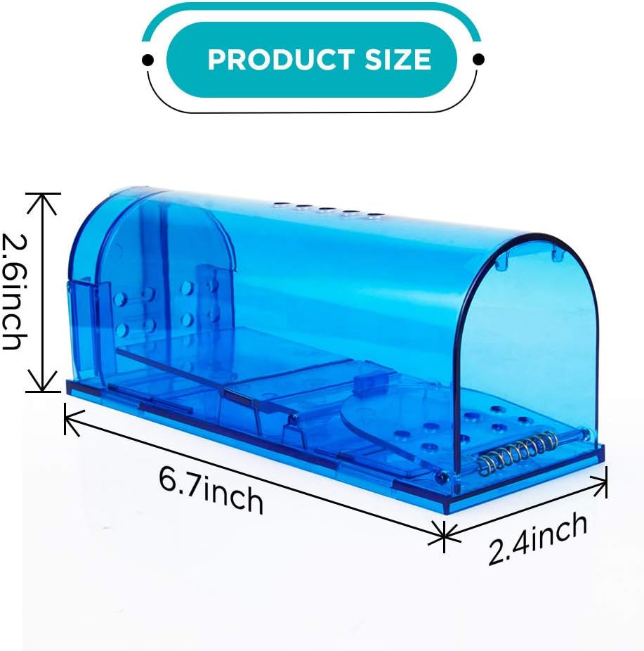 Humane Mouse Trap | Catch and Release Mouse Traps That Work | Mice Trap No Kill for mice/Rodent Pet Safe (Dog/Cat) Best Indoor/Outdoor Mousetrap Catcher Non Killer Small Capture Cage (Blue)-3