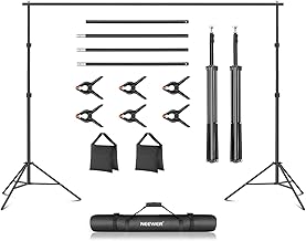 Neewer Photo Studio Backdrop Support System, 10ft/3m Wide 6.6ft/2m High Adjustable Background Stand with 4 Crossbars, 6 Backdrop Clamps, 2 Sandbags, and Carrying Bag for Portrait & Studio Photography