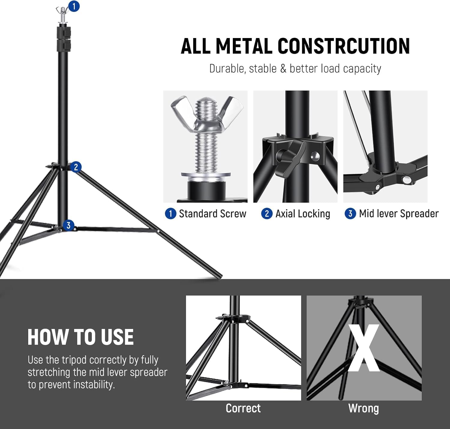 Neewer Photo Studio Backdrop Support System, 10ft/3m Wide 6.6ft/2m High Adjustable Background Stand with 4 Crossbars, 6 Backdrop Clamps, 2 Sandbags, and Carrying Bag for Portrait & Studio Photography-5