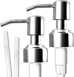 JASAI Durable 304 Rust Proof Stainless Steel Soap Pump, Kitchen Soap Dispenser Pump Replacement for Regular Mouth Bottle, 2 Pack