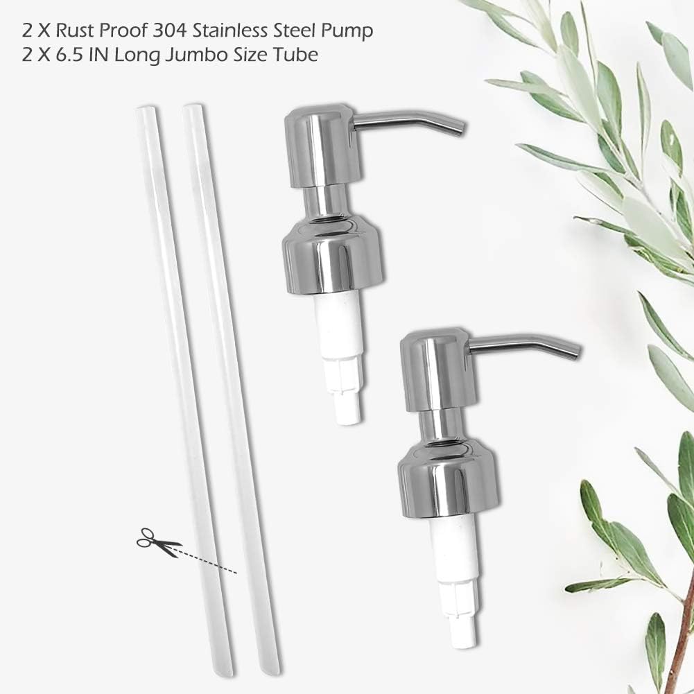 JASAI Durable 304 Rust Proof Stainless Steel Soap Pump, Kitchen Soap Dispenser Pump Replacement for Regular Mouth Bottle, 2 Pack-3